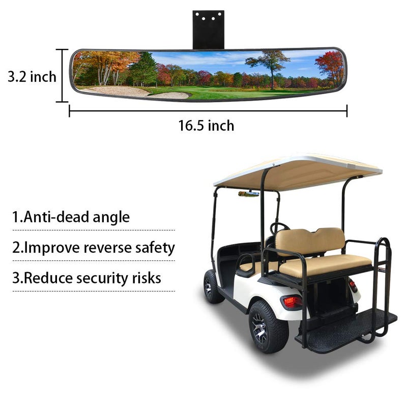10L0L Universal Golf Cart Rear View Mirror 16.5" Extra Wide Panoramic 270 Degree for Yamaha EZGO Club Car - Image 4